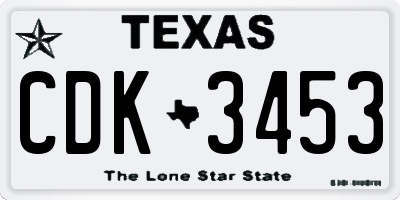 TX license plate CDK3453