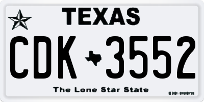 TX license plate CDK3552