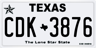 TX license plate CDK3876