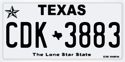 TX license plate CDK3883