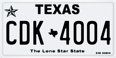 TX license plate CDK4004