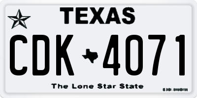 TX license plate CDK4071