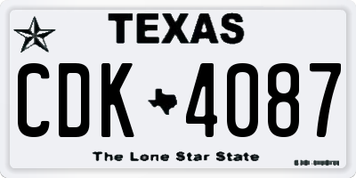 TX license plate CDK4087