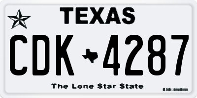 TX license plate CDK4287