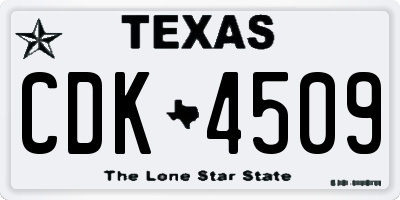 TX license plate CDK4509