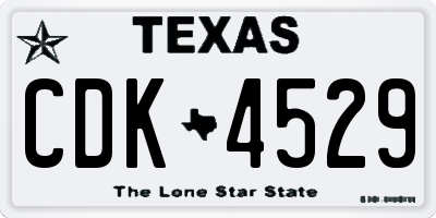 TX license plate CDK4529