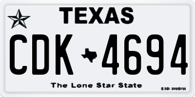 TX license plate CDK4694