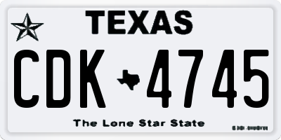 TX license plate CDK4745