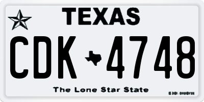 TX license plate CDK4748