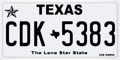 TX license plate CDK5383