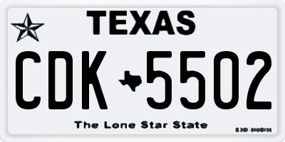 TX license plate CDK5502
