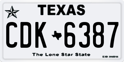 TX license plate CDK6387