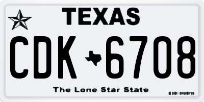 TX license plate CDK6708