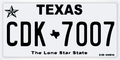TX license plate CDK7007