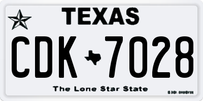 TX license plate CDK7028