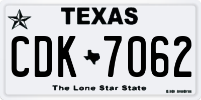 TX license plate CDK7062