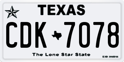 TX license plate CDK7078