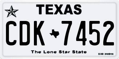 TX license plate CDK7452
