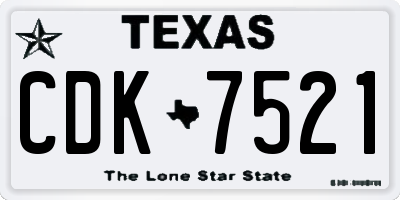 TX license plate CDK7521