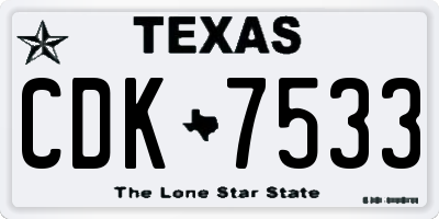 TX license plate CDK7533
