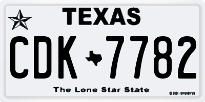 TX license plate CDK7782