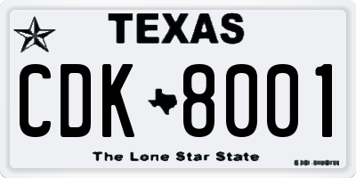 TX license plate CDK8001