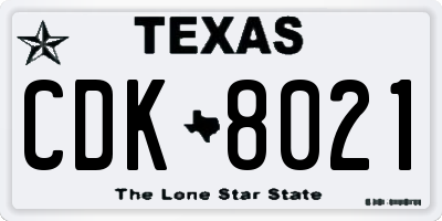 TX license plate CDK8021
