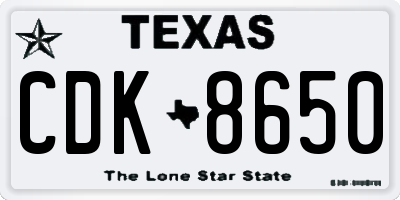 TX license plate CDK8650