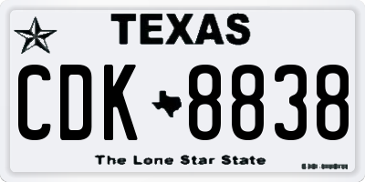 TX license plate CDK8838