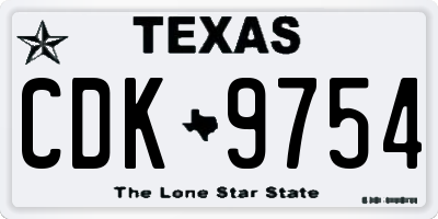 TX license plate CDK9754