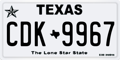 TX license plate CDK9967