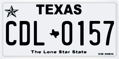 TX license plate CDL0157