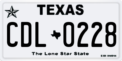 TX license plate CDL0228