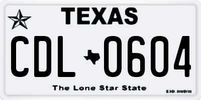 TX license plate CDL0604