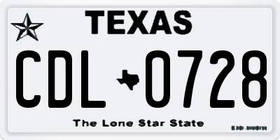 TX license plate CDL0728