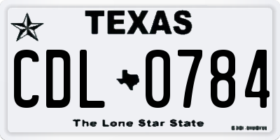 TX license plate CDL0784