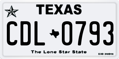 TX license plate CDL0793
