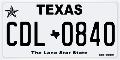 TX license plate CDL0840