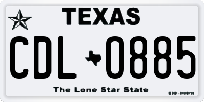 TX license plate CDL0885