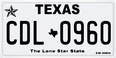 TX license plate CDL0960