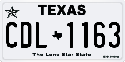 TX license plate CDL1163