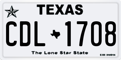 TX license plate CDL1708