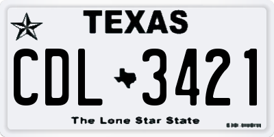 TX license plate CDL3421