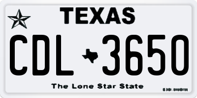 TX license plate CDL3650