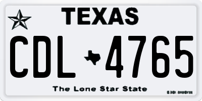 TX license plate CDL4765