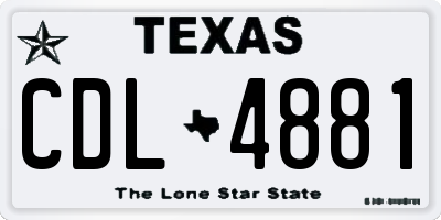 TX license plate CDL4881