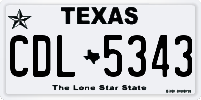 TX license plate CDL5343