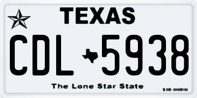 TX license plate CDL5938