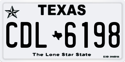 TX license plate CDL6198