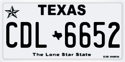 TX license plate CDL6652